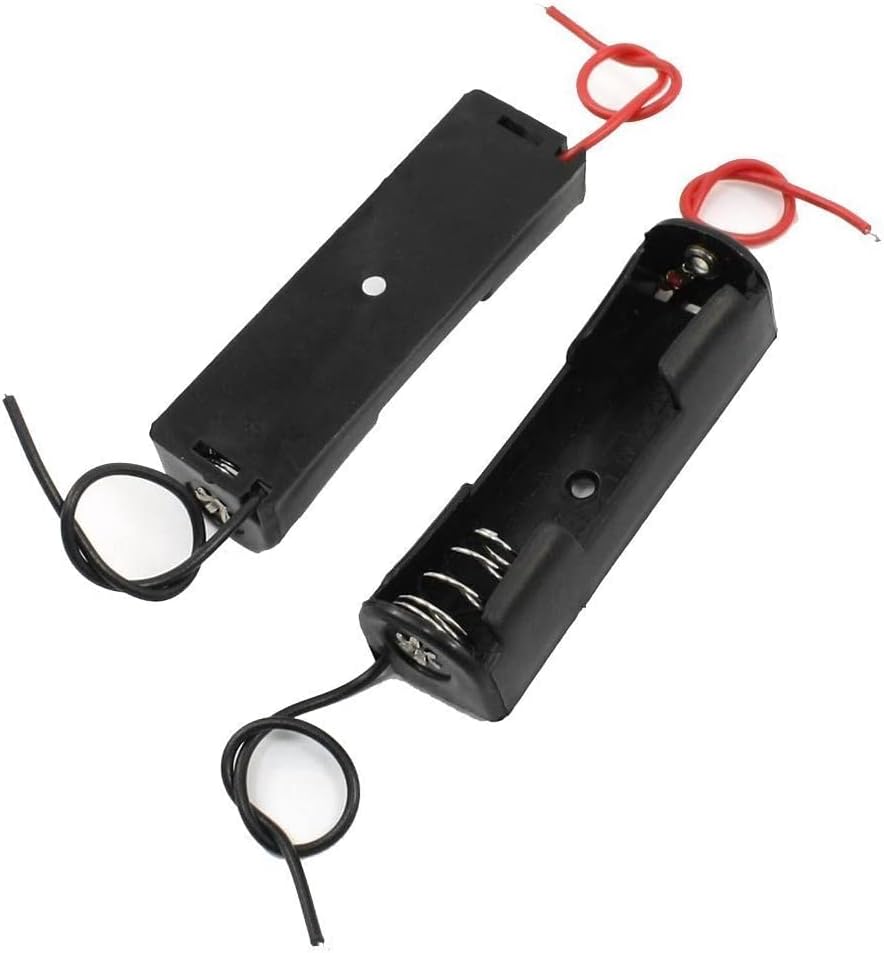 WAYLLSHINE 3Pcs 1 1.5V 1 1.5V x AA Battery Spring Clip Black Plastic x AA Battery Case Holder Box Black Red Wire Leads