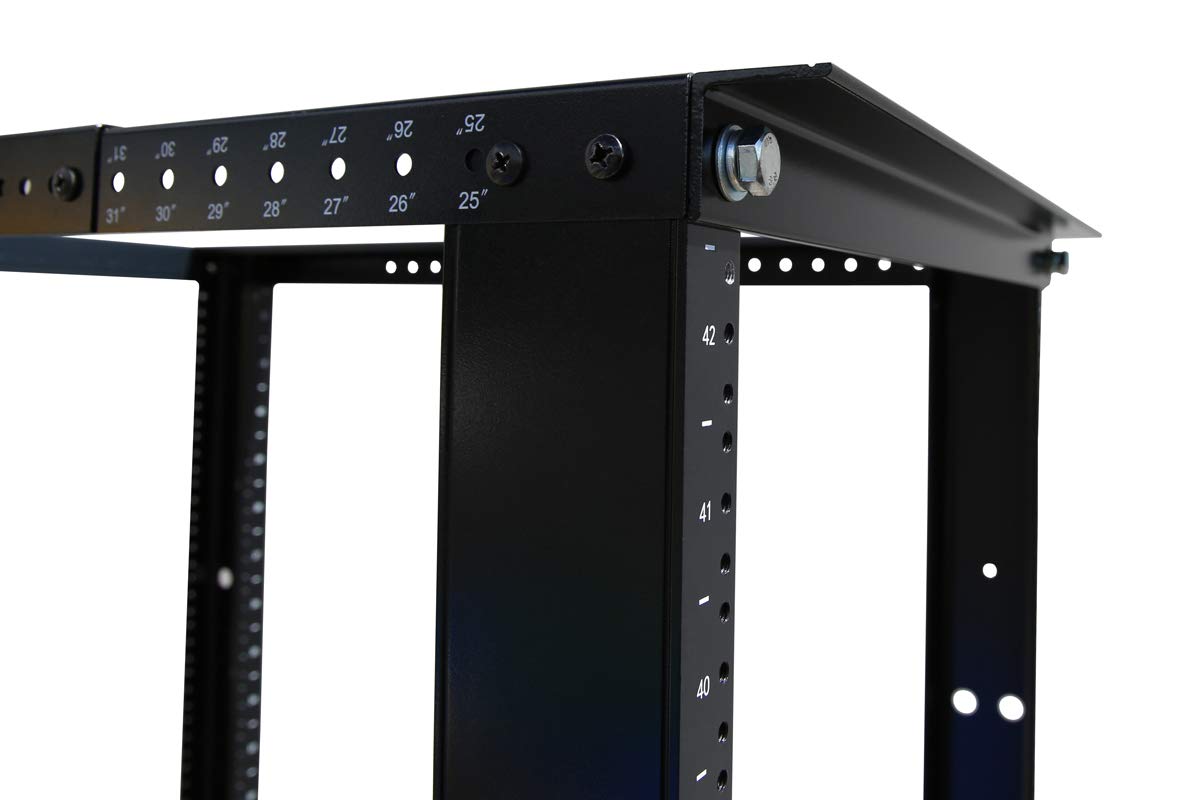 RAISING ELECTRONICS 15U 4 Post Open Frame Server Rack 19inch Adjustable Depth 25inch-29inch (15U)