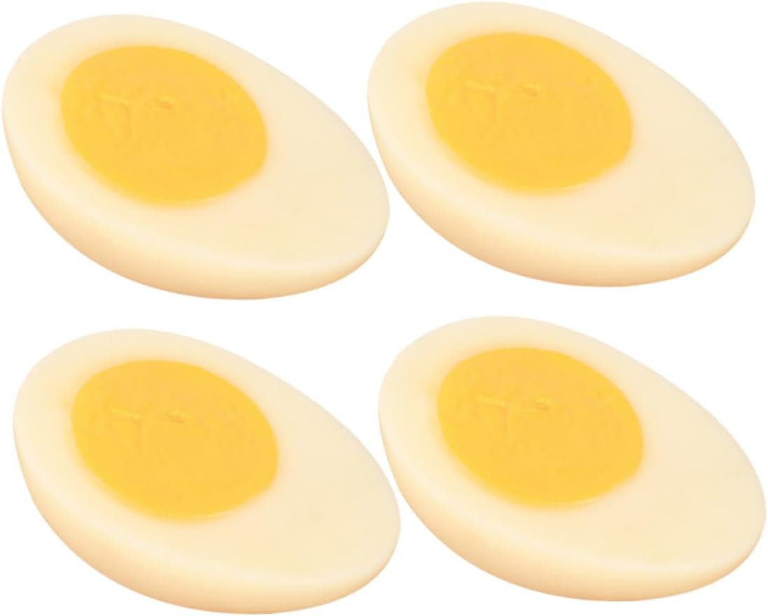 4pcs TOYANDONA Boiled Egg Model PVC Artificial Food Props for Photography Realistic Faux Egg Kitchen Decor for DIY