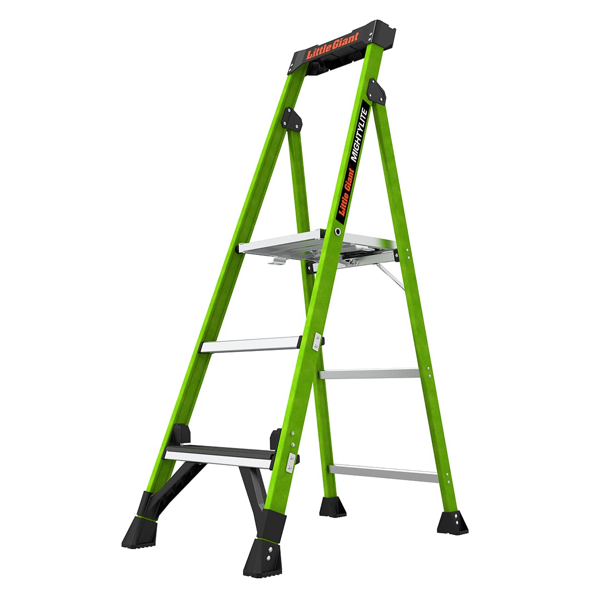 Little Giant Ladders, MightyLite 2.0, 5' Stepladder with Ground Cue, Fiberglass, Type IAA, 375 lbs Weight Rating, (15405-001), Hi-viz Green