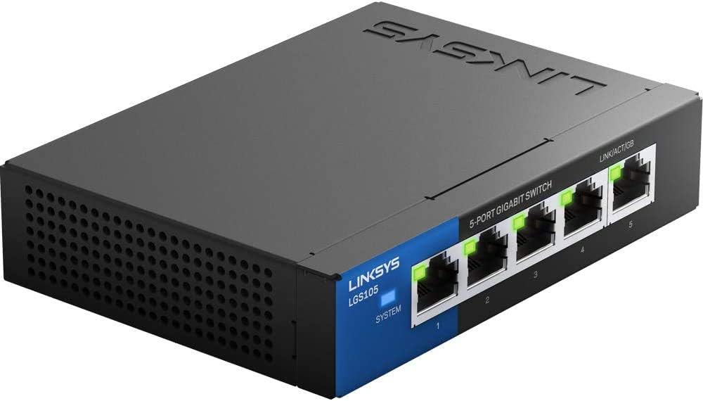 Linksys LGS105: 5-Port 1,000 Business Desktop Gigabit Ethernet Unmanaged Switch, Computer Network, Wired Connection
