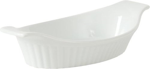 Gibson Home Gracious Dining Oval Au Gratin Baking Dishes - 4-Piece Ceramic Set | 9 oz Oven Safe, White