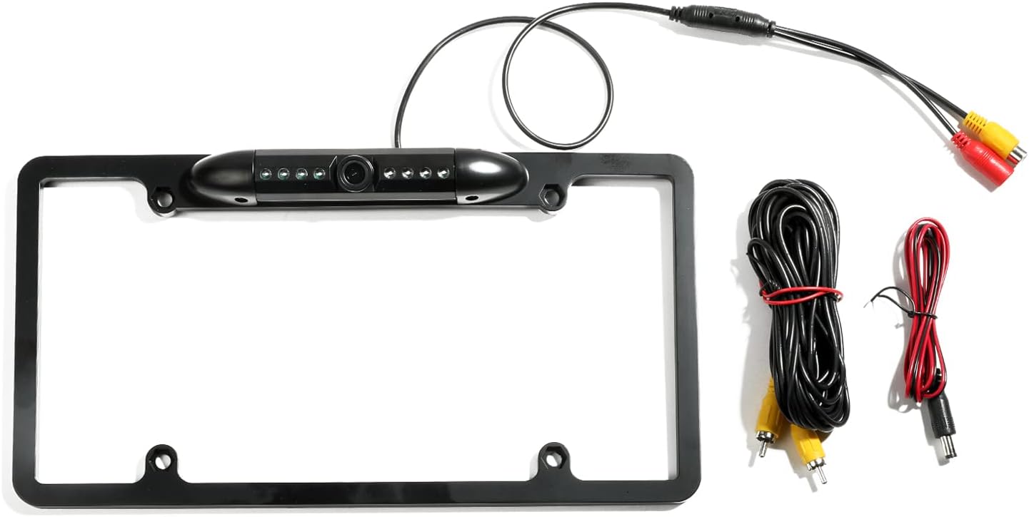 AOCISKA 8 170 License Plate Frame Backup Camera, Rear View Camera with LED, Viewing Angle Night Vision Car