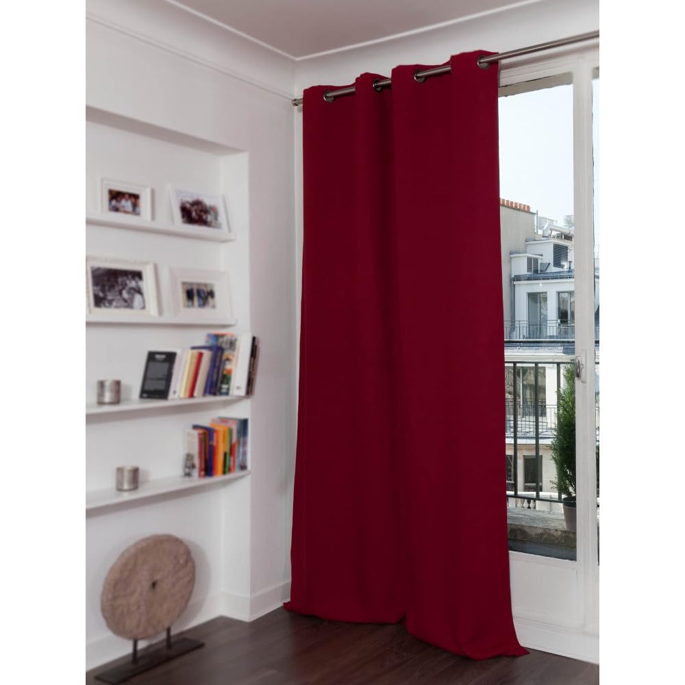 Moondream DecibelControl™ 3-in-1 Soundproof Curtain | Noise Reduction | Thermal Insulation | 100% Blackout | Patented Technology | Made in Europe | Grommet | 55" W x 95" L | Red - Garnet MC330