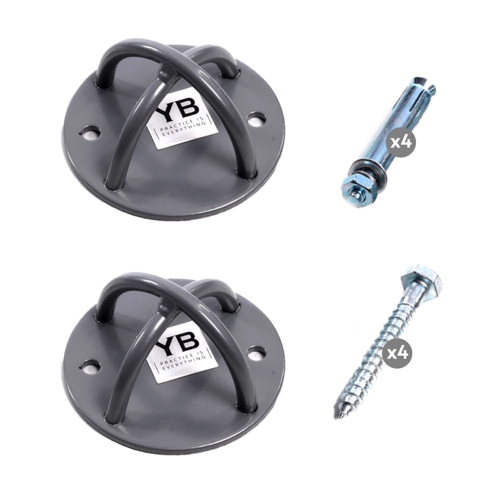 Ceiling Hooks - Industrial Strength Hold Up to 600 lbs, Includes Anchors & Bolts Yoga Starter Set - Suitable for Gym Rings, Suspensions, Indoor/Outdoor Use