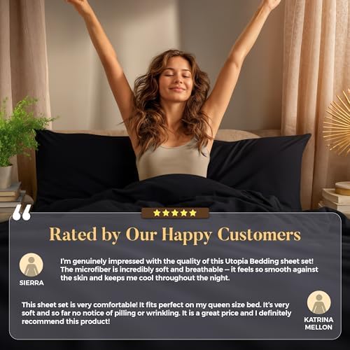 Utopia Bedding Twin Sheet Set - Soft, Breathable Microfiber Bed Sheets | 3-Piece Set in Black