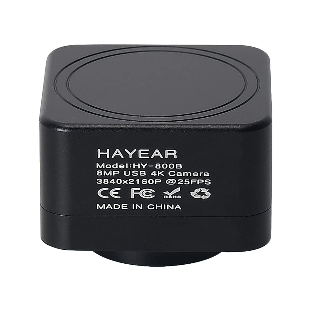 HAYEAR 8MP 4K USB Digital Camera 1/1.8 inch Sensor Microscope Camera, UHD 3840x2160 USB Camera for Windows Web Cam OTG Supported for Education Lab PCB Inspection