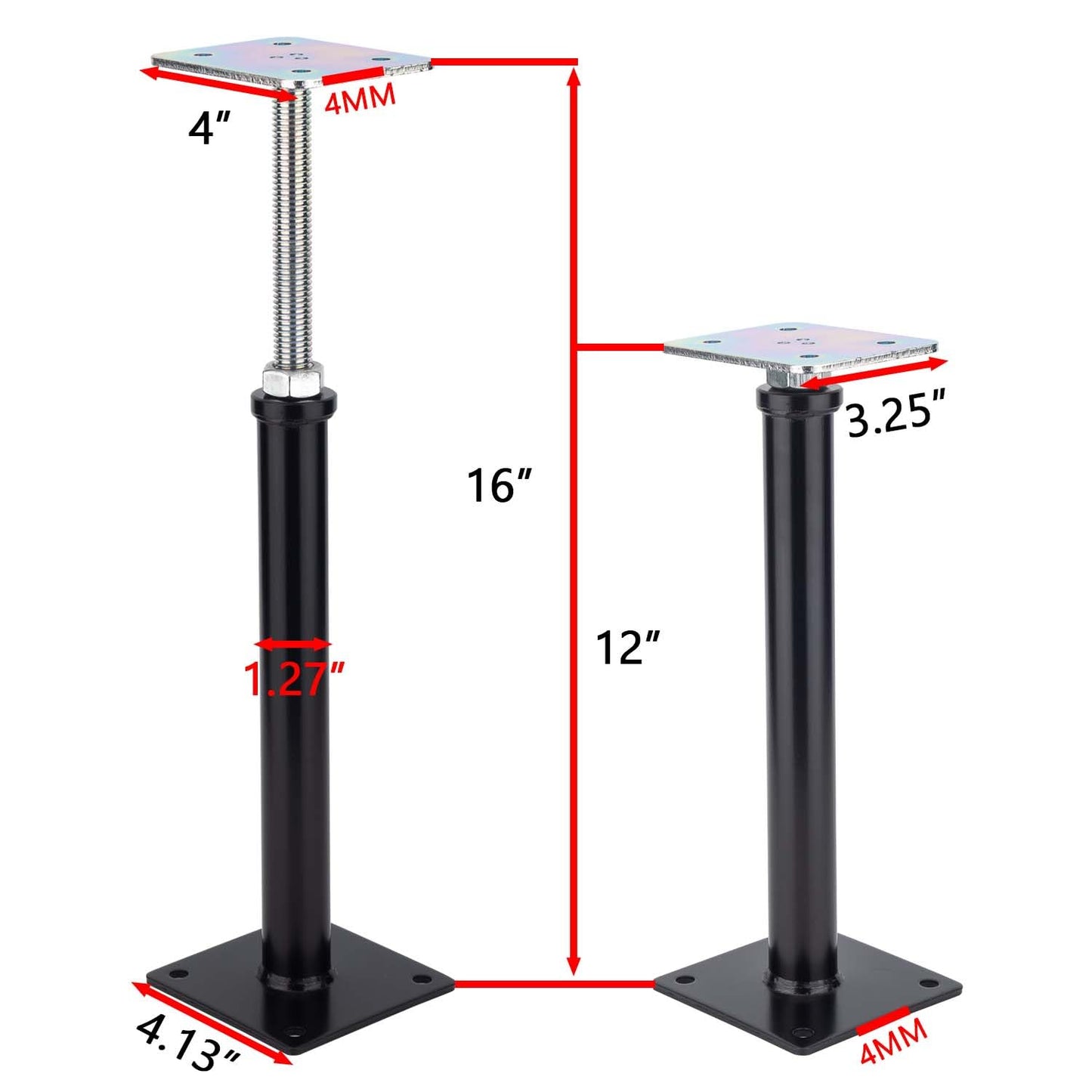 YMSZGBZG 2 Pack Adjustable Floor Jack,Mini Screw Jack,Telescoping Jack for Temporary Support,Post 12" to 16" (Black).