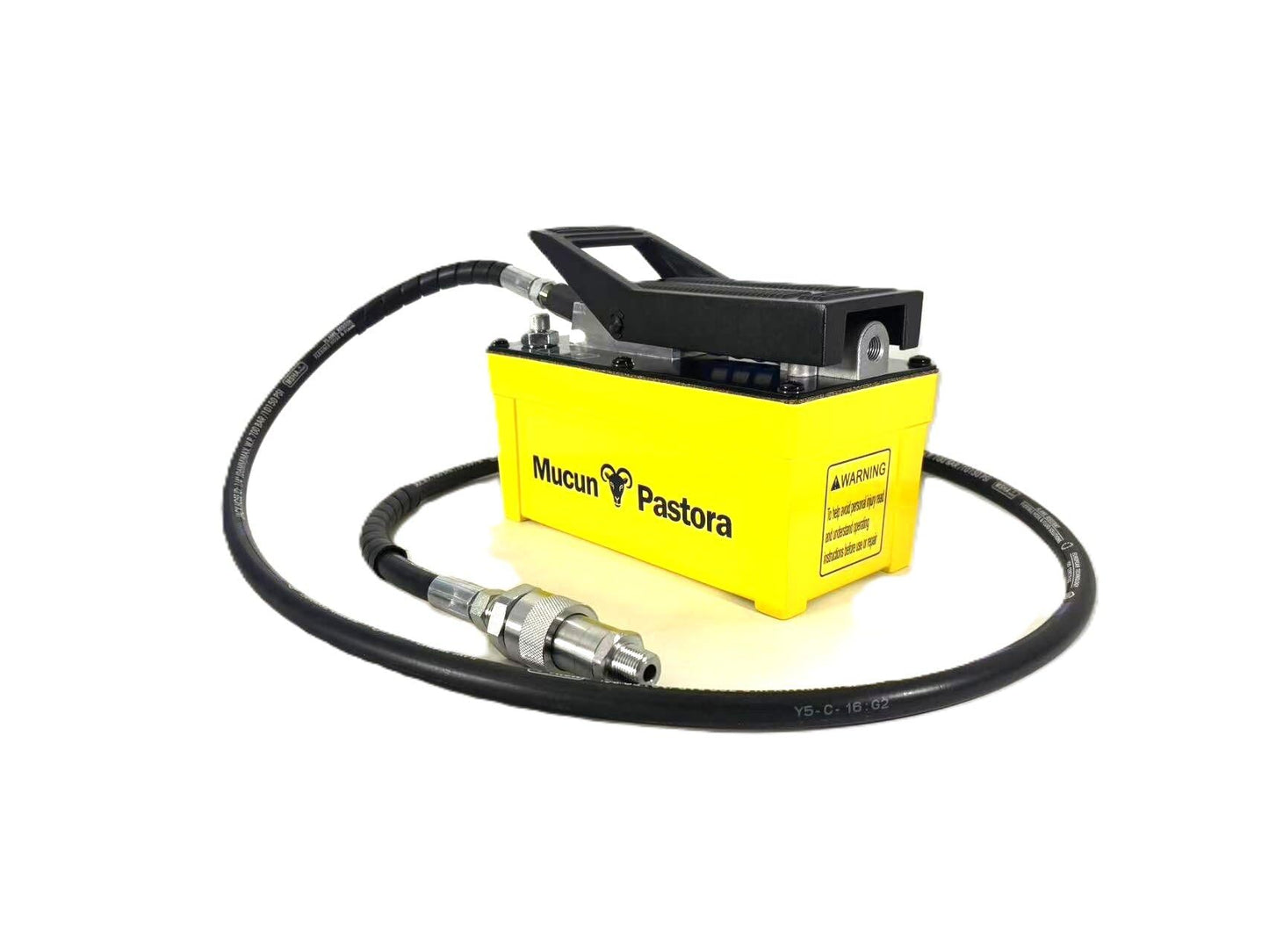 Air Hydraulic Pump 10,000 PSI 1.7L Reservoir, NPT 3/8" Oil Outlet, 2 x 6.5 ft Pipe, Hydraulic Pump Air Hydraulic Foot Pump, Yellow