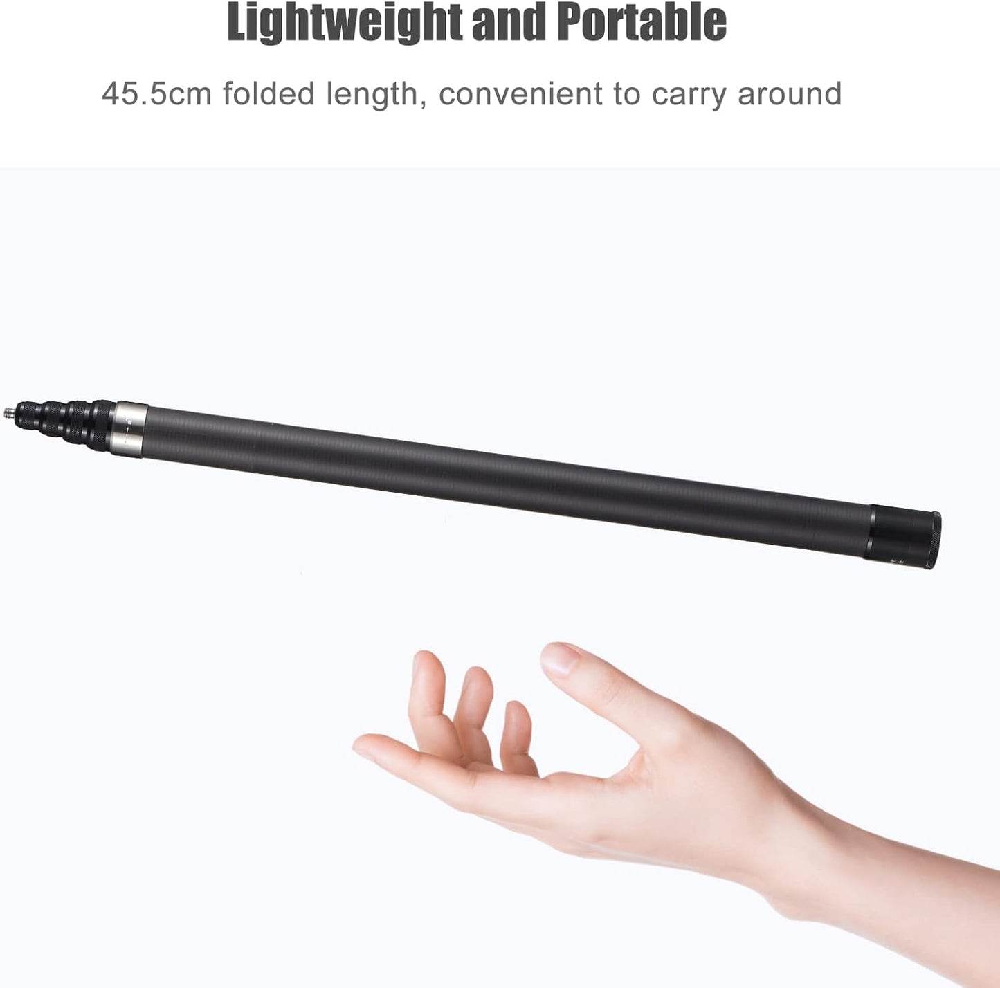 Camnoon 1/4 Inch 45.5cm-280cm/ 17.9in-110in Insta360 X2/ X3 Portable Selfie Stick Carbon Fiber Stand Camera Bracket