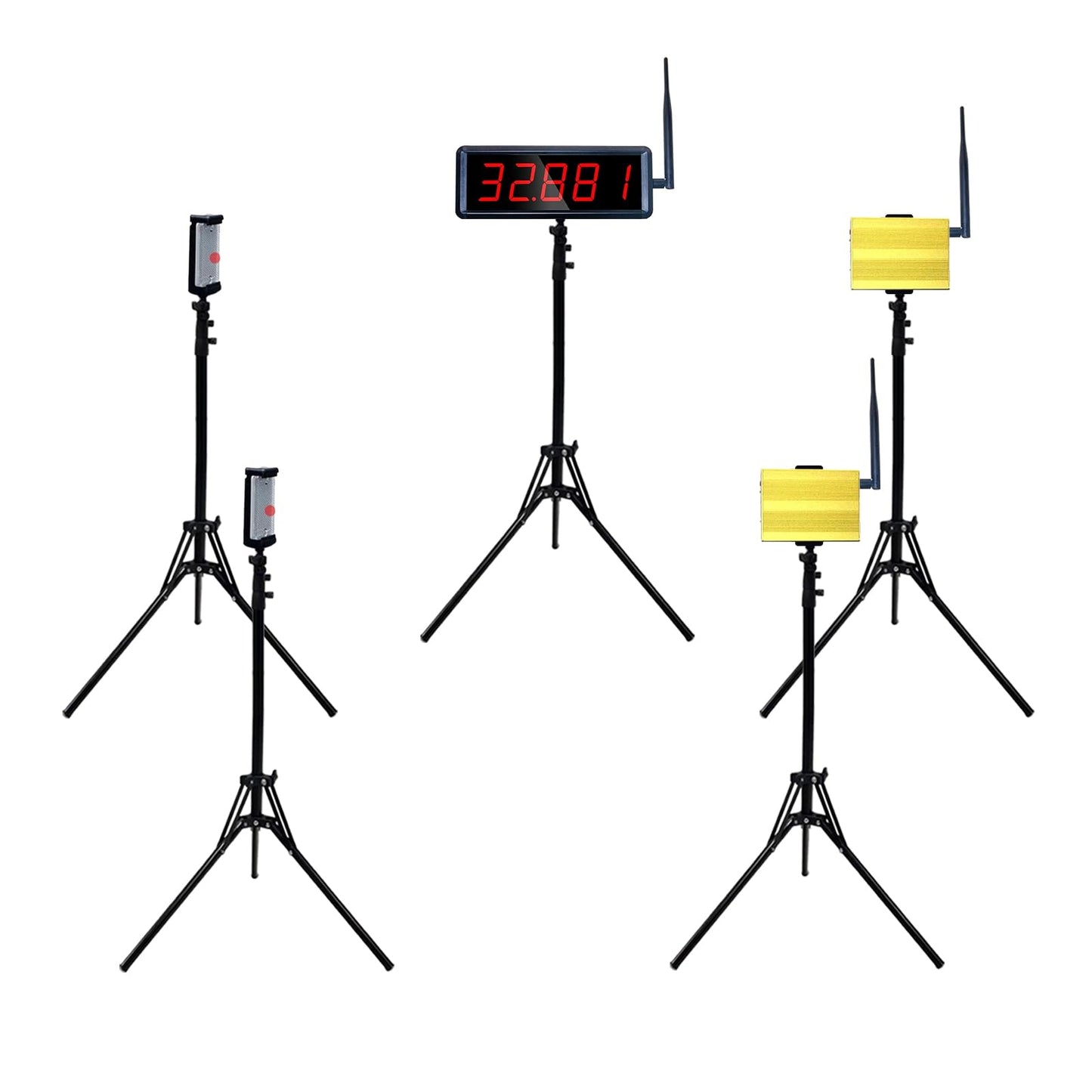 Ousmile Wireless Laser Timer for Sprints, Laser Sprint Timer System for Track 40 60 Yard Dash, Race Clock Stopwatch for Running Speed Tranning(2 Sets, High Stand)
