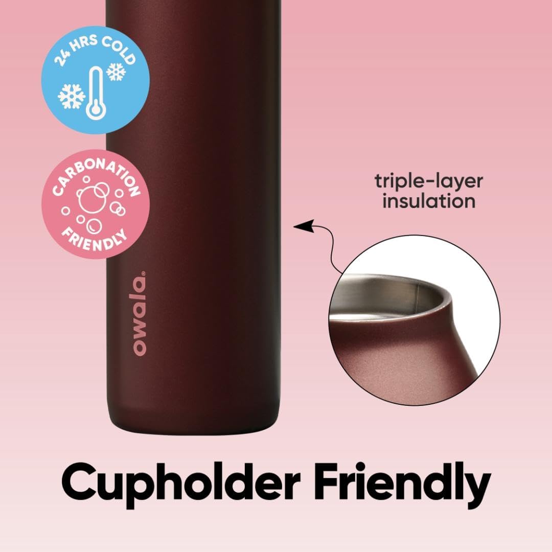Owala FreeSip Twist Insulated Stainless Steel Water Bottle - BPA-Free, 24 oz, Black Cherry for Sports & Travel