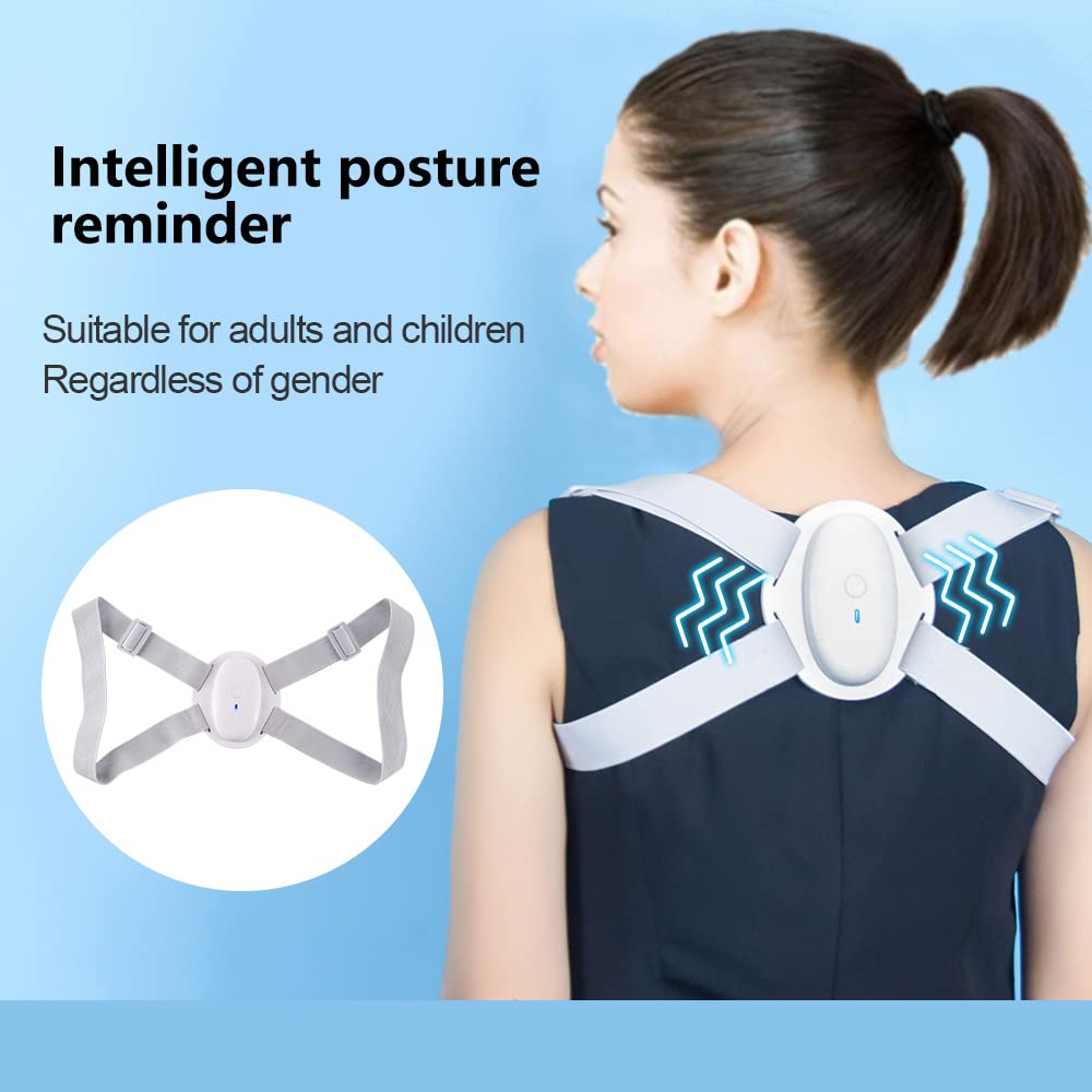 Smart Posture Corrector, Upper Back Brace with Vibration Intelligent Posture Reminder, Posture Trainer for Women/Kids/Men, Prevent Humpback, Help to Keep Right Posture to Develop a Good Habit (Gray)