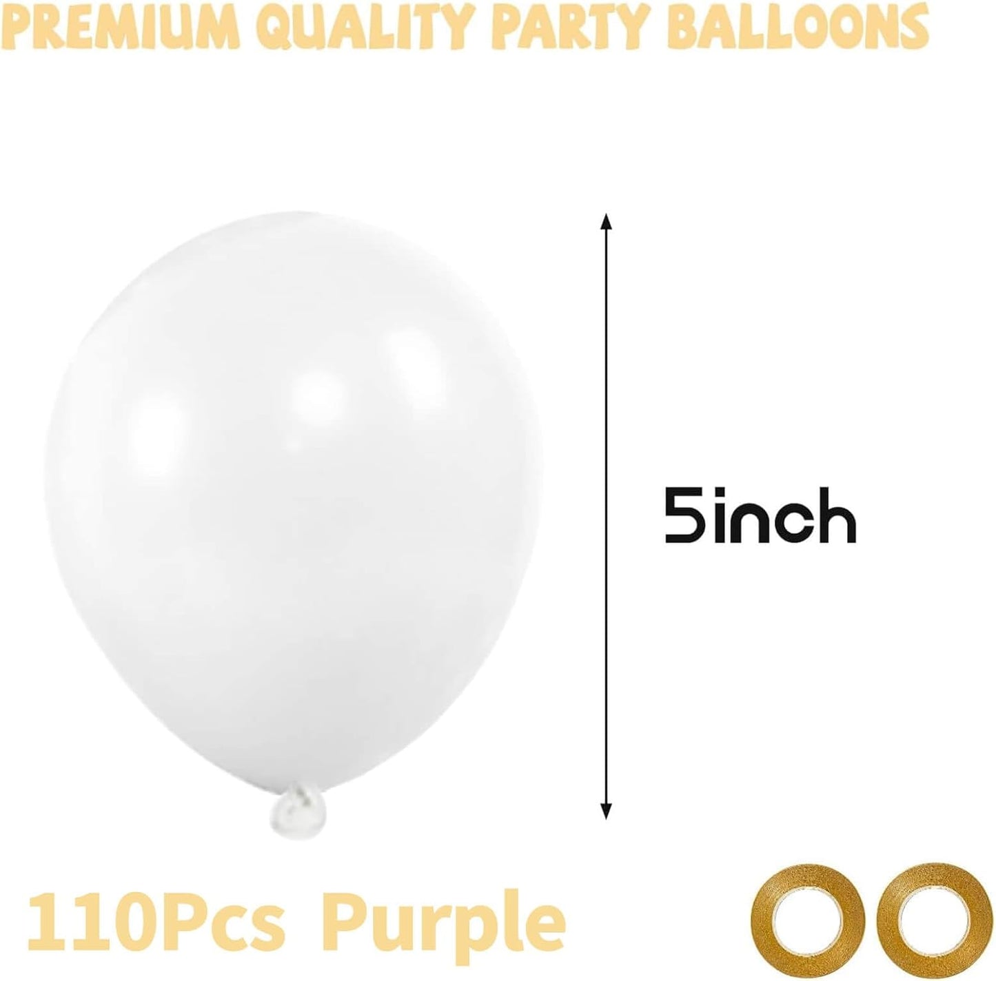 White Balloons 110 Pcs - 5 Inch Mini Thick Latex Balloons for Wedding, Birthday & Baby Shower Decor