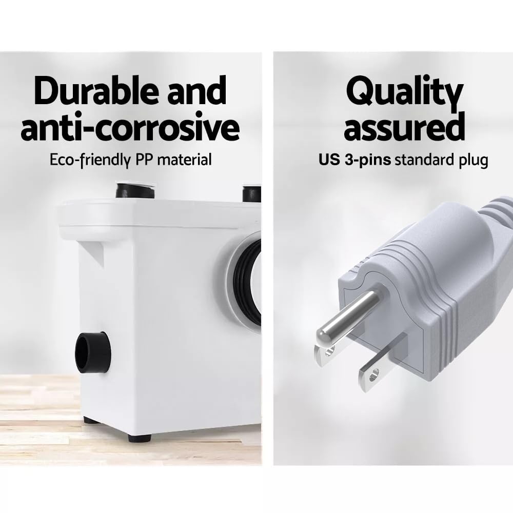 TOPWAY 600W Macerator Pump, Macerator Sewerage Sump Pump with 3 Water Inlets for Toilet, Basement, Kitchen, Sink, Shower, Bathtub Waste Water Disposal Upflush Machine