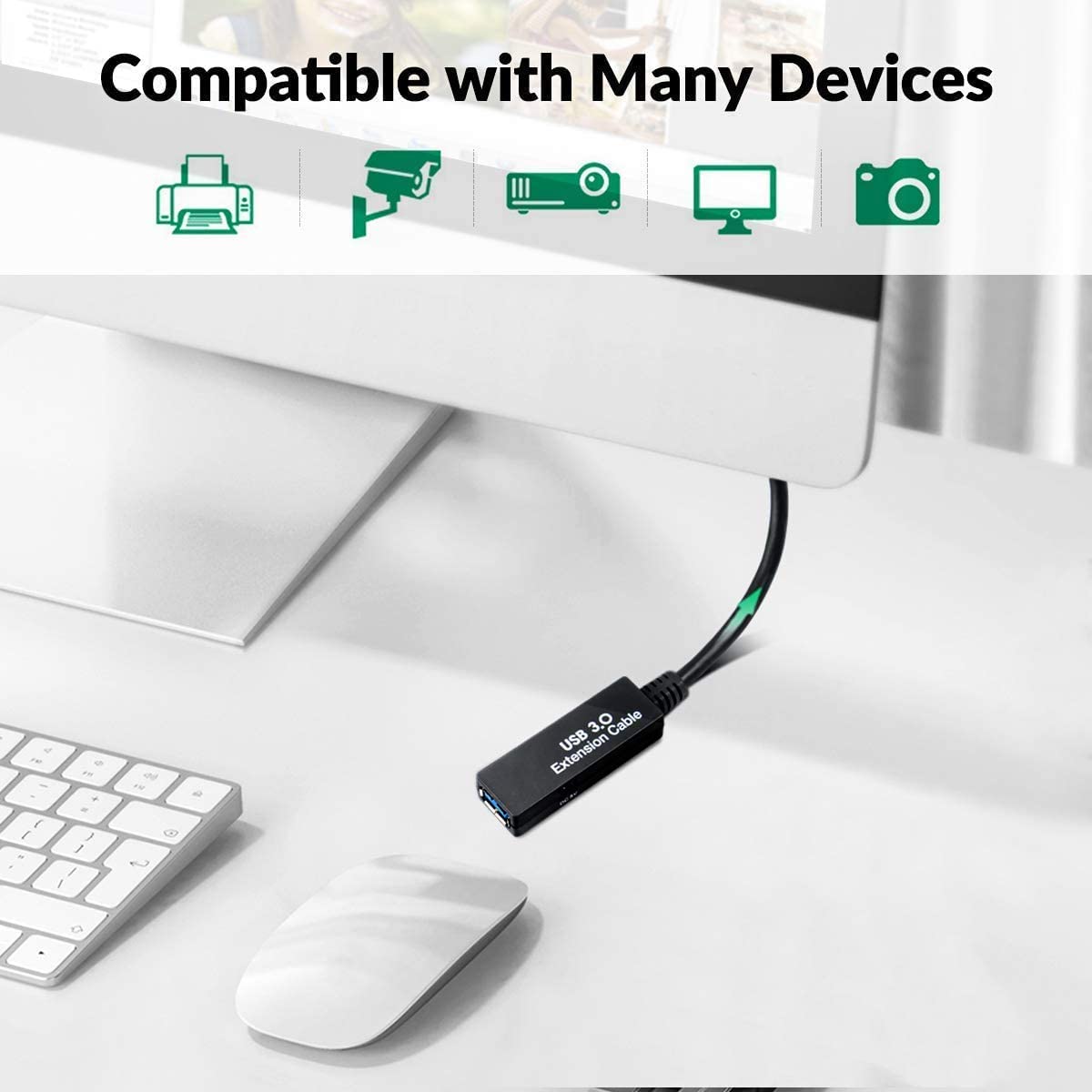 25Feet 3.0 Chipset 3,VR, PS4, Active USB extension cable,Long USB Extension Cord A-Male A-Female,With Expansion Signal