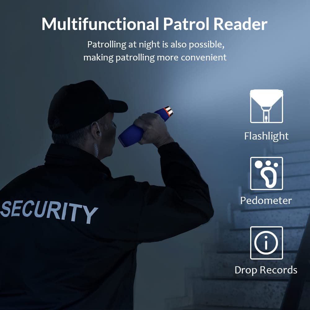 JWM iButton Guard Tour System with Flashlight, Security Patrol Wand with Free Cloud & Standalone Software, Alarm Clock and Pedometer for Hotel, Warehouse and Logistics Patrol