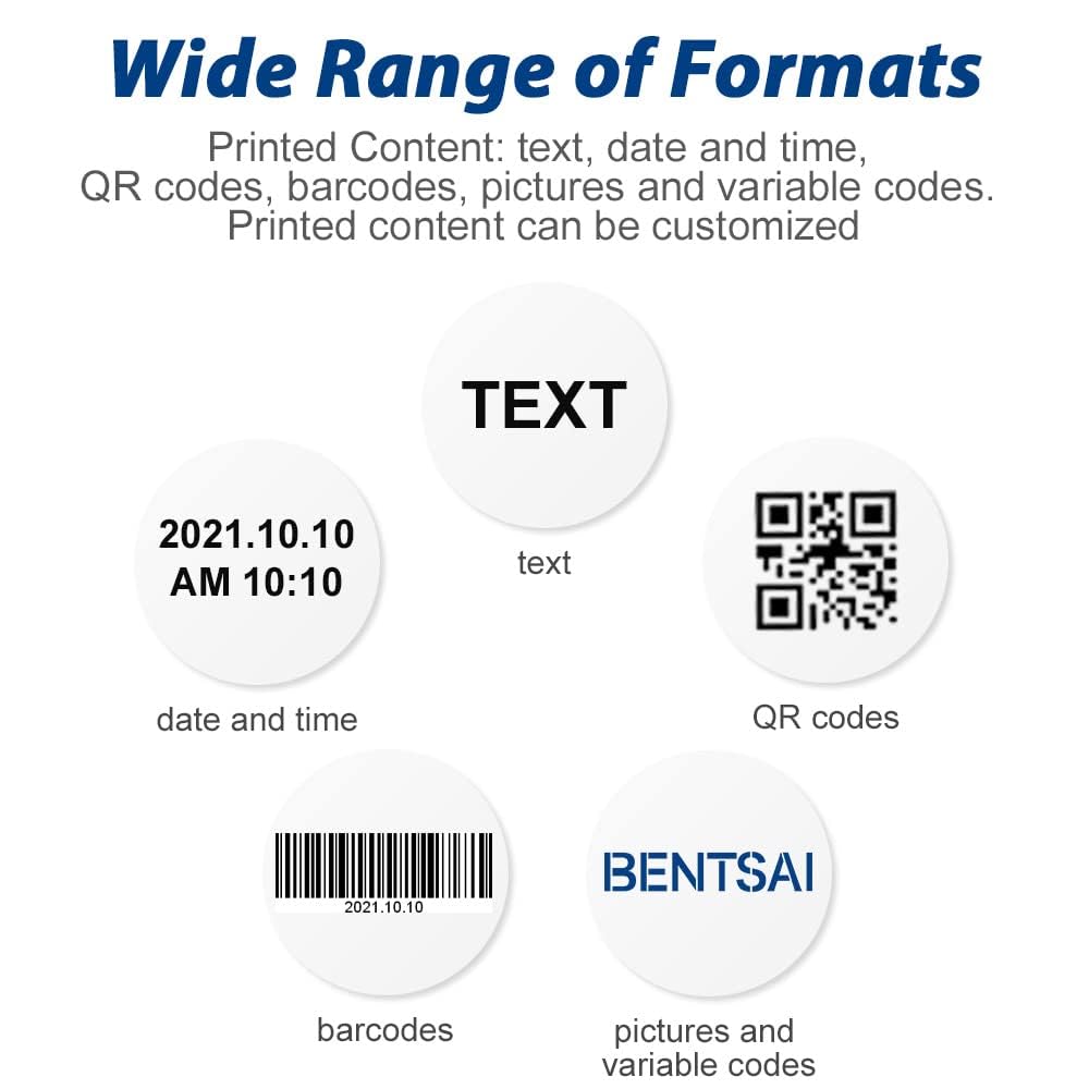 BENTSAI BT-HH6105B2 Handheld Inkjet Printer with 1/2 Inch Print Height Portable Handheld Printer for EXP Date, Batch Number, QR Code, Barcode, Logo on Carton Wood Fabric Plastic Metal (Black)