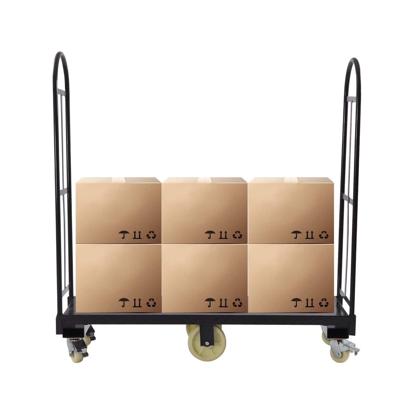 64.6x15.7inch Narrow Aisle U-Boat Platform Truck Dolly with 6 Wheels Hand Truck Dolly 2000 Lbs Capacity Heavy Duty