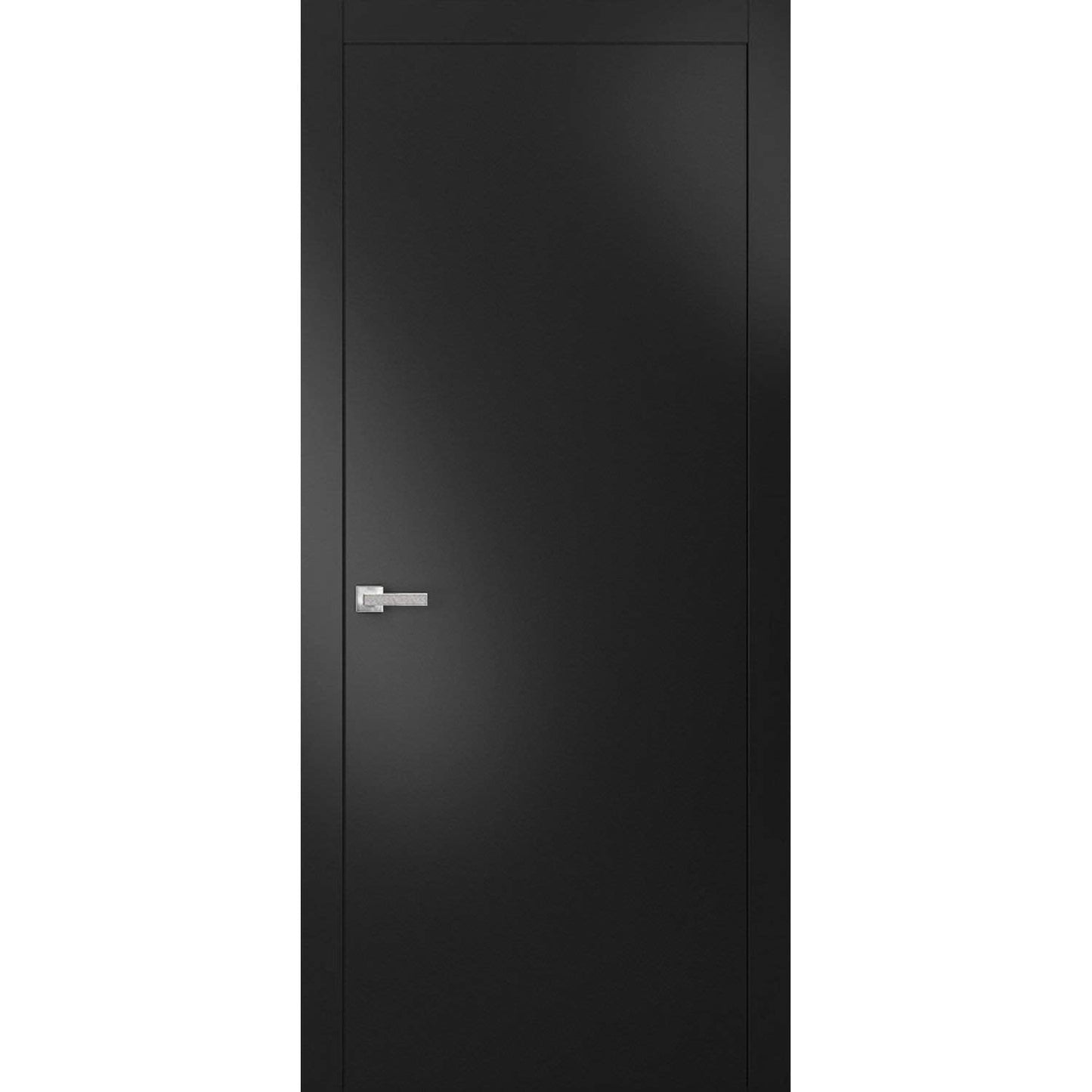 SARTODOORS - Modern Solid Interior Door 36 x 96 inches with Handle | Planum 0010 Black Matte | Single Regular Panel Frame Trims | Bathroom Bedroom Sturdy Doors