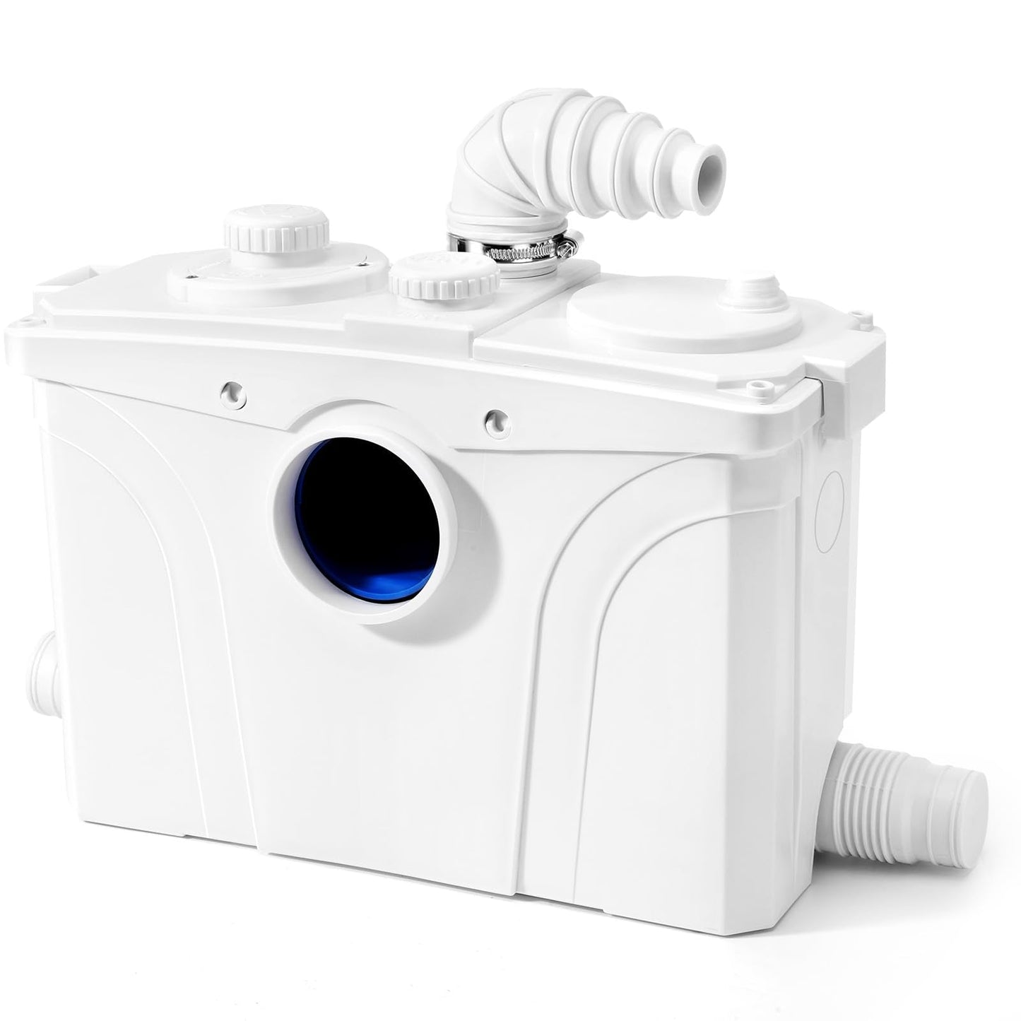 1.2HP Macerator Pump with PCB Function Toilet Pump Utility Sink Pump Upflush to 32.8FT 2500GPH Macerating Toilet System with 4 Water Inlets 1 Outlets for Toilet Sink Shower Laundry Kitchen Basement