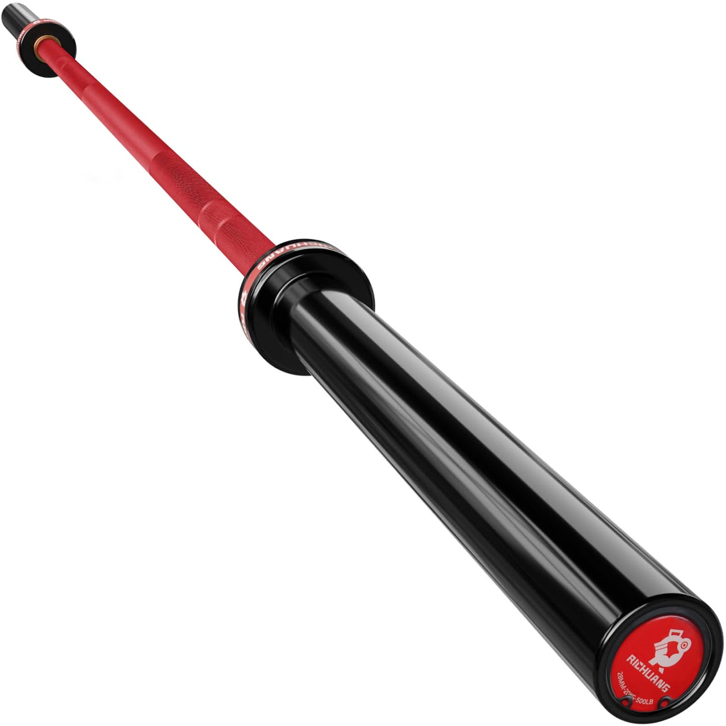 RICHUANG 7ft Olympic Barbell Weight Bar for Weightlifting,Powerlifting,CrossFit Training,500 lbs Max Load Capacity,Q235 Steel,2 Inch Olympic Strength Training Bar for Home Gym,Exercises Fitness Equipment 500LBS-Red