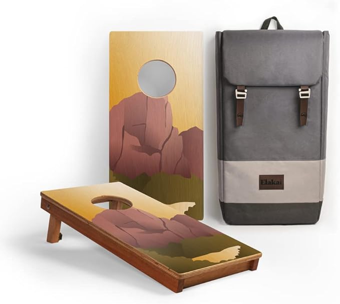 Elakai National Parks Series Premium Travel Cornhole Boards with Carry Case Backpack 1x2