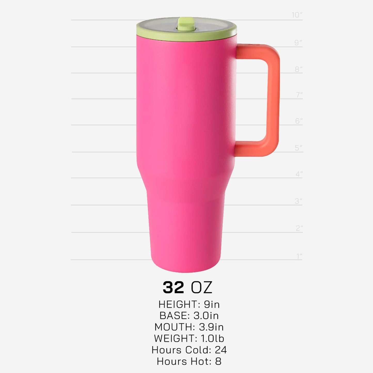 Skiennix 32 oz Tumbler with Handle - Leak Resistant Insulated Water Bottle | Pink Sugar, Perfect for Travel