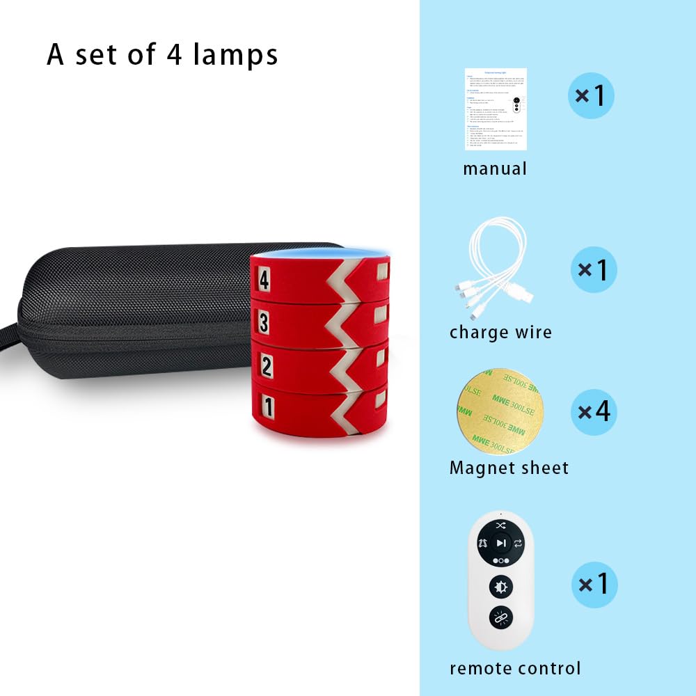 QUELINGSPORT Response Agility Training Light, Children's Physical Fitness Training, Remote Control to Control Light Operation red 4 Lights+Remote Control
