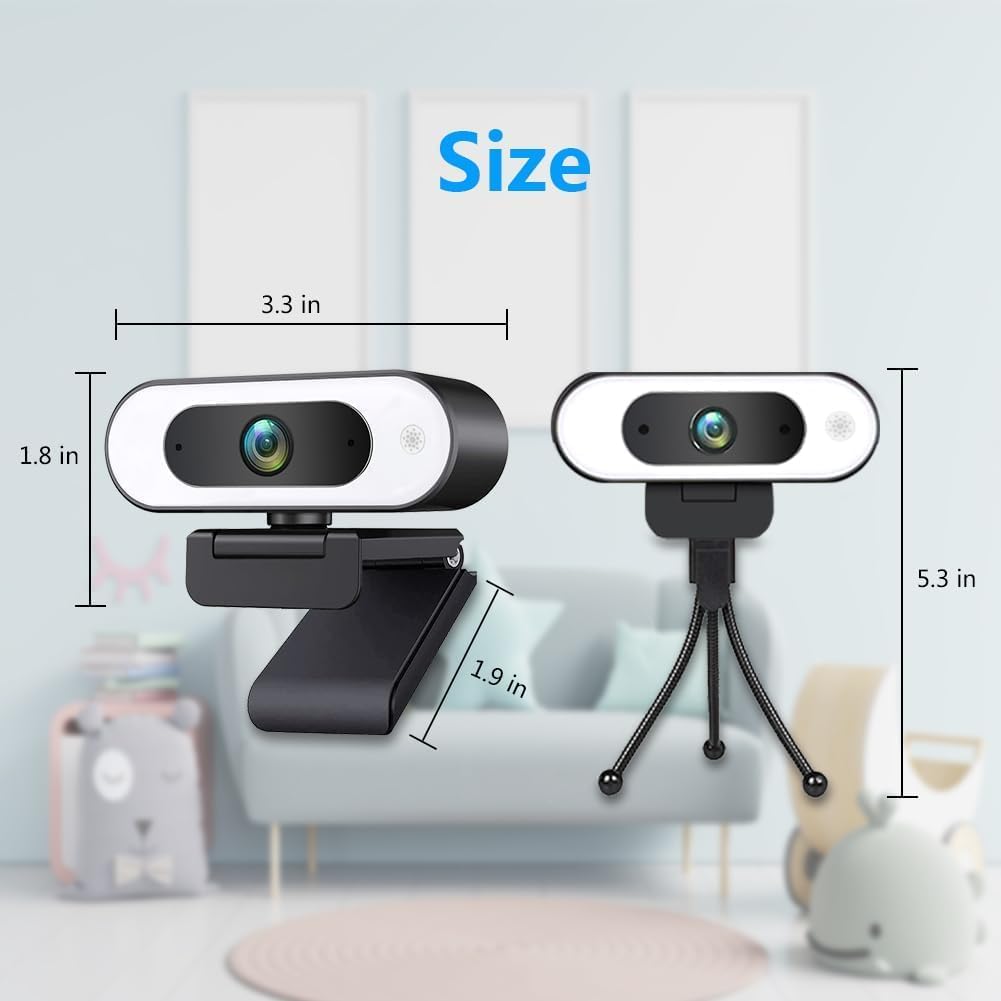 Svcouok 1080P 2/ 3-Level USB Camera for Switch PC, Ring Light & Brightness - Streaming Camera with Built-in Mic, Tripod