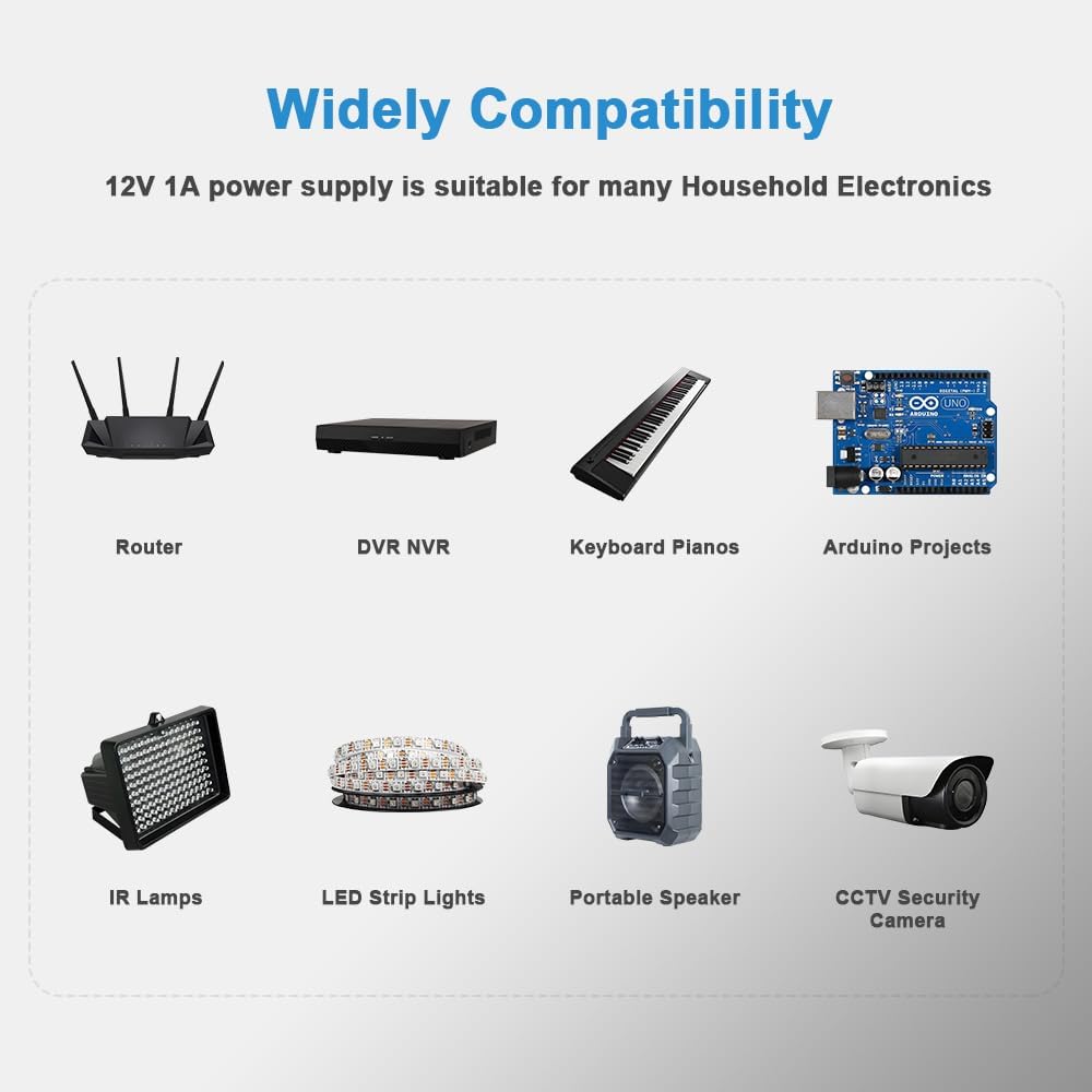 ZYHKJYL 12V 1A 12V 1A 100V-240V Power Supply Adapter Replacement Charger AC Power Adapter Wall Charger for LED Strip