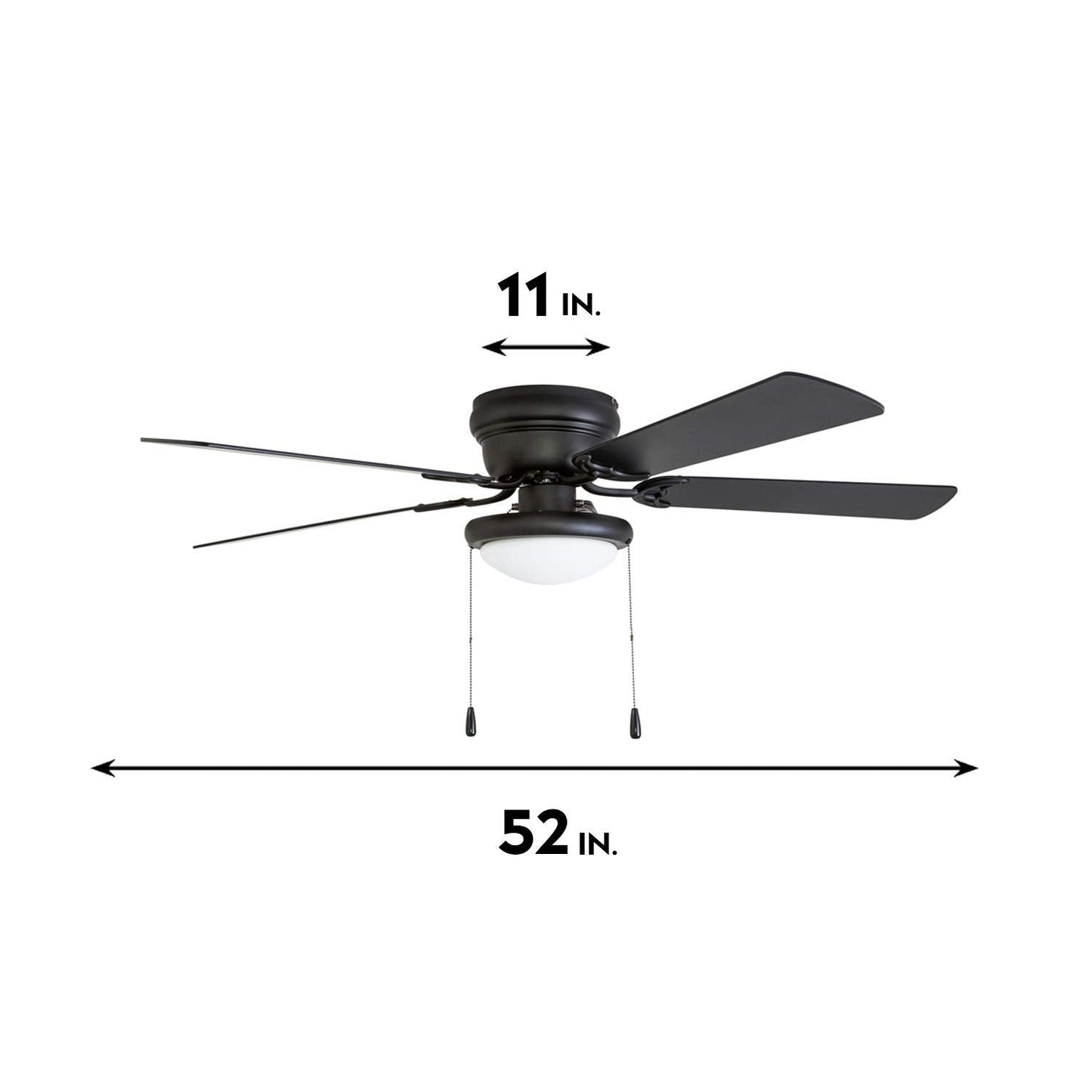 Portage Bay 50251 Hugger 52" Matte Black West Hill Ceiling Fan with Bowl Light Kit