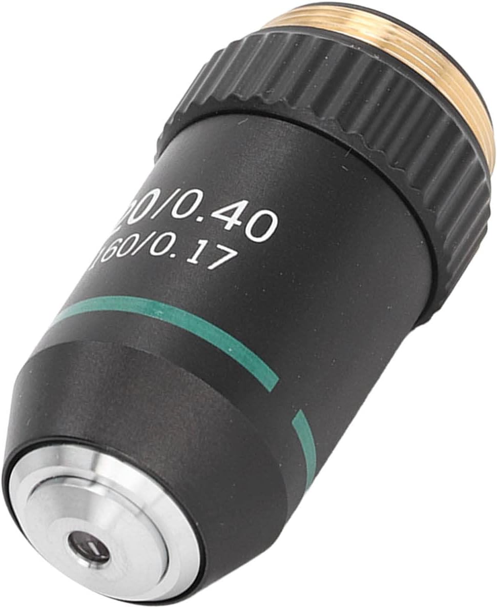 FILFEEL 20X 0.40 Microscope Objective Lens, Brass Chrome Plated Achromatic Objective, Spring Device, Numerical