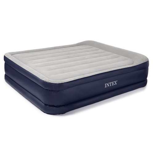 Intex Dura-Beam Standard Series Deluxe Pillow Rest Raised Airbed w/Soft Flocked Top for Comfort, Built-in Pillow & Electric Pump, Bed Height 16.5"", Queen