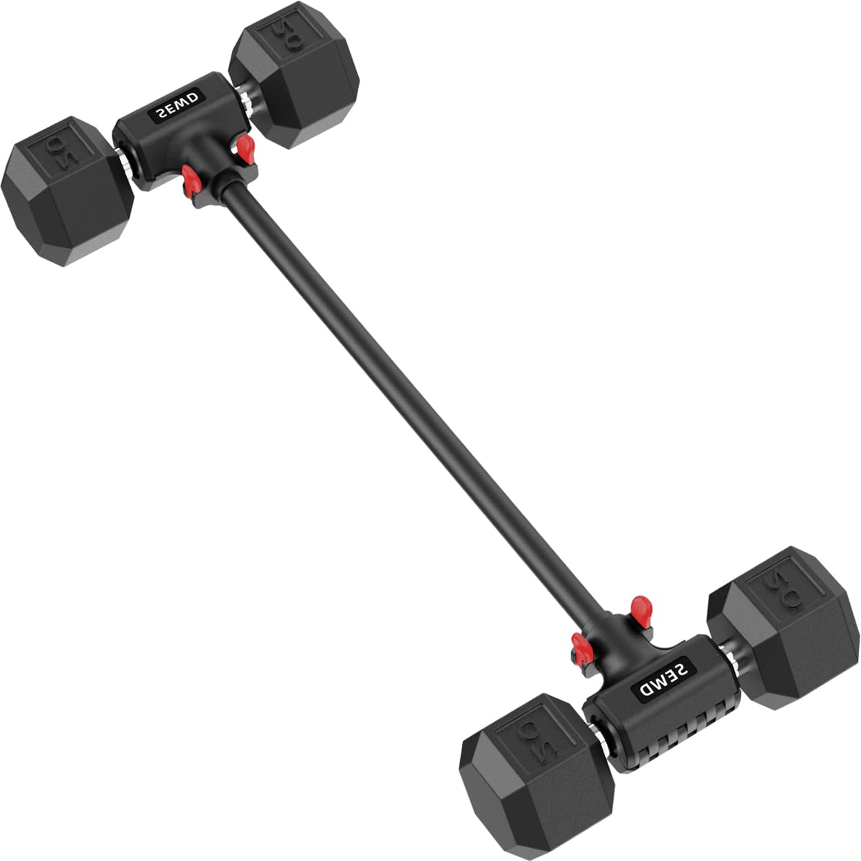 Dumbbell Converter by SEWD – Turn Dumbbells into Barbell Set – Adjustable Weights & Up to 220LB Capacity Barbell for Home Gym Full Body Workouts – Red