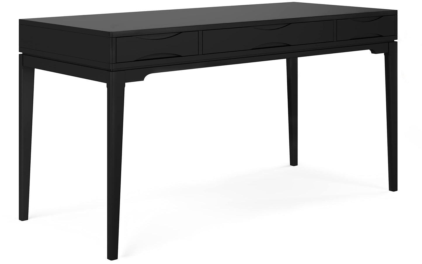 SIMPLIHOME Harper Desk - 60 Inch Wide Solid Wood Writing Desk in Black, Mid-Century Modern Home Office Computer Table for Workspace or Study with 2 Drawers and Flip-Down Keyboard Tray