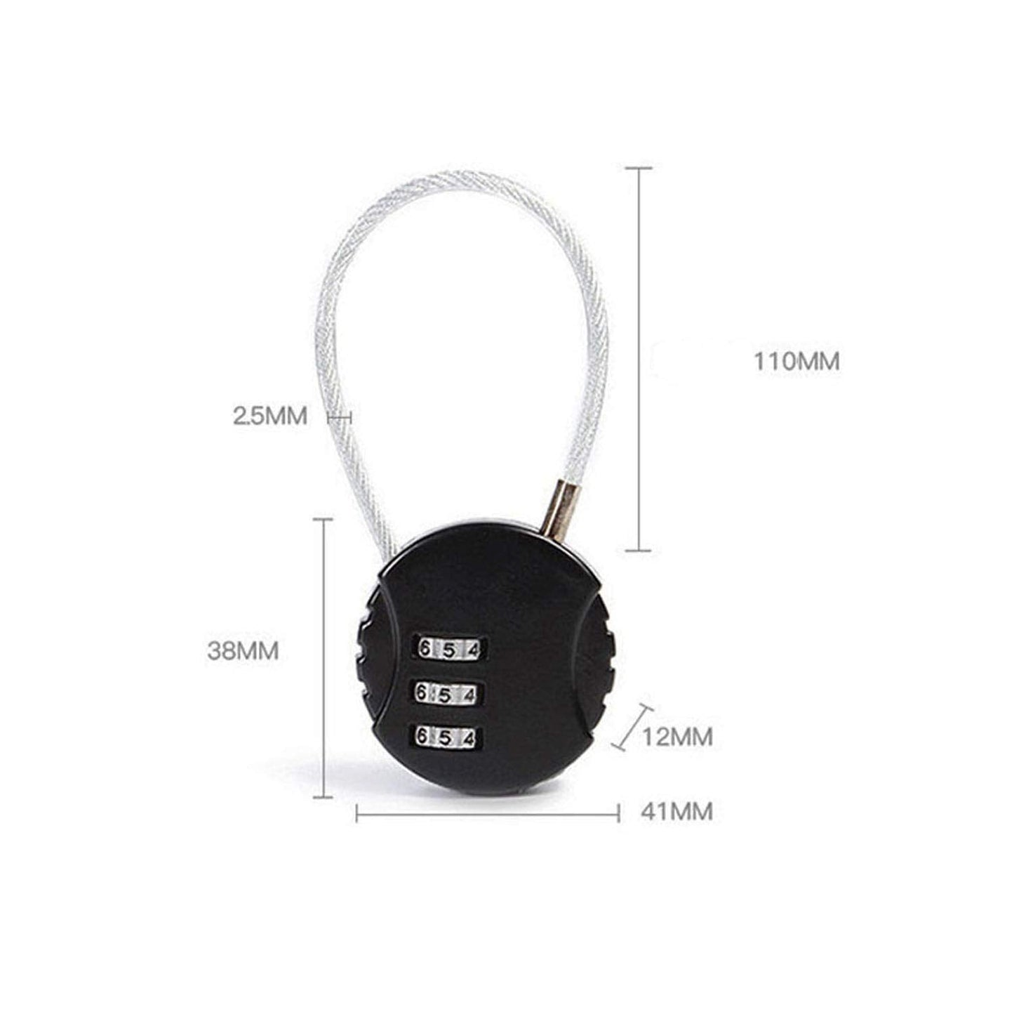 ZPLIUST 3-Digit Cable Luggage Locks Re-settable Combination, Alloy Body Color Locks (Black, Silver, Green, red, Blue (5 Pack))