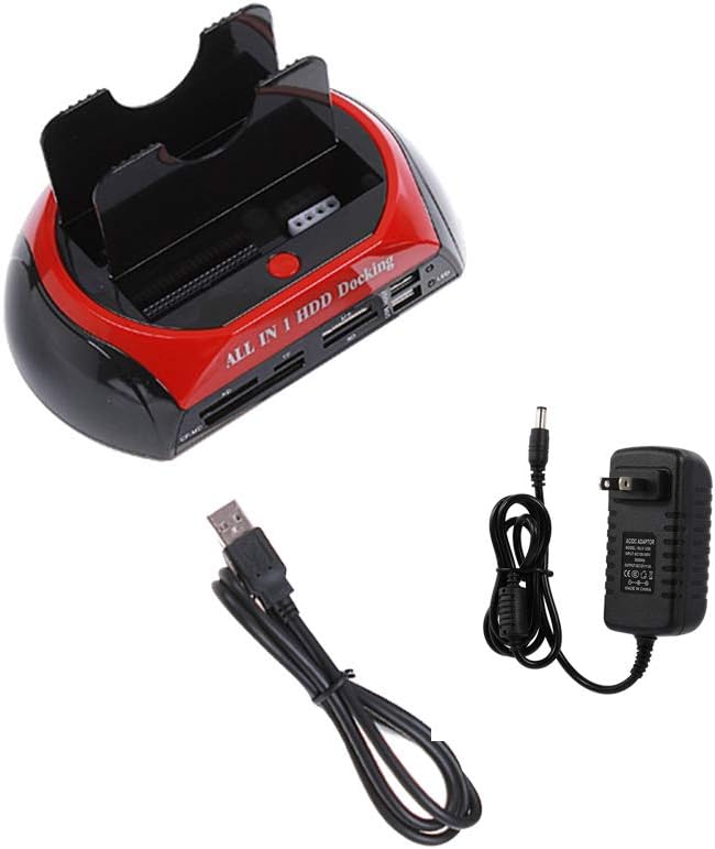 Karlak 2.5/3.5 inch Multifunctional Hard Disk Base IDE/SATA Mobile Hard Disk Base Dual-bay HDD Docking Station US Plug