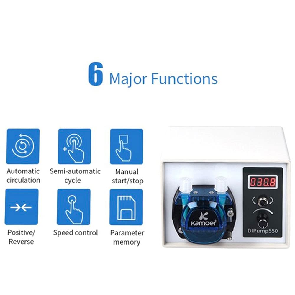 Kamoer DIP 3 Rotors Stepper Motor Peristaltic Pump 24V Small Intelligent Variable Speed High Flow Lab Liquid Dosing Pump 0-452 ml/min BPT Tube 4.8 mm ID x 8 mm OD White
