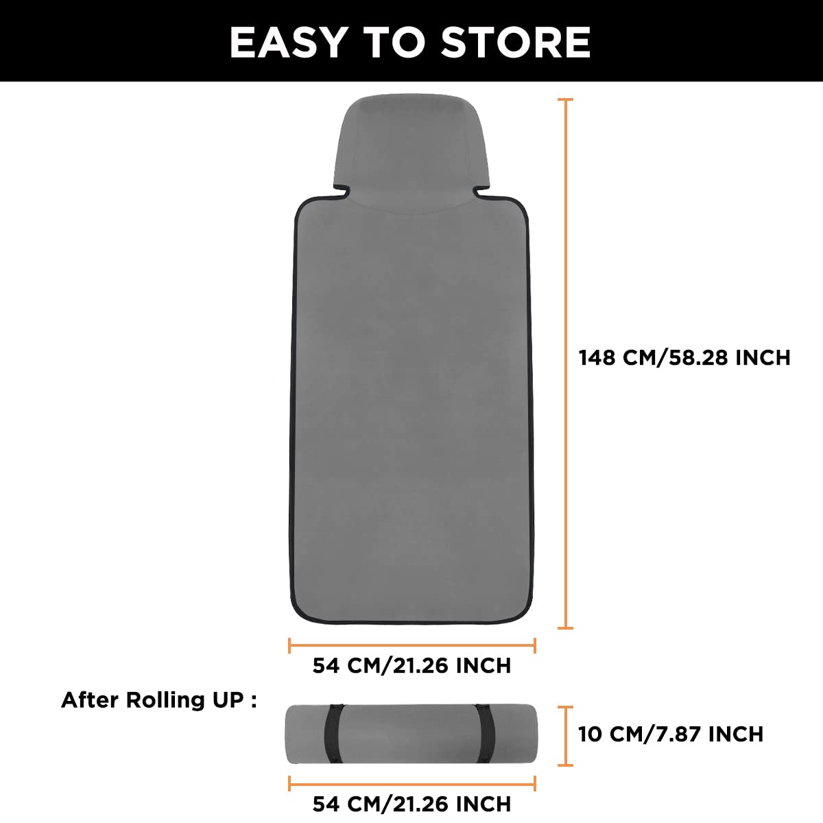 DREAMANIA Waterproof Seat Cover, Upgraded Sweat Carseat Protector, Perfect for Universal Anti-Slip Car Truck SUV Seat, Ideal for Surfing Yoga Gym Workout, Grey