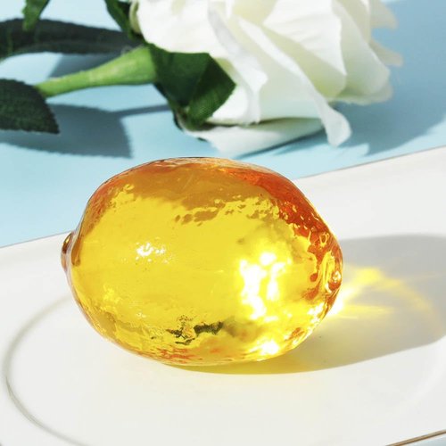 JOONOR Crystal Lemon Figurine - Elegant Glass Paperweight for Home Office Decor | Perfect Gift for Any Occasion