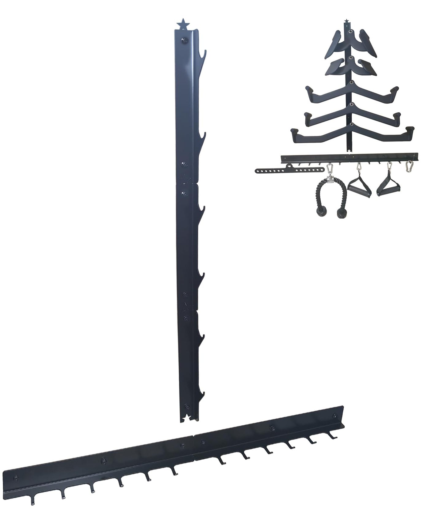 LJYMYSAK LAT Pull Down Bar Storage Rack Gym Storage Wall Organizer for Lat Pulldown Attachments, Cable Attachments Rack for Gym Accessories, Workout Equipment Storage