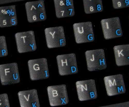 4Keyboard Dvorak Simplified Keyboard Stickers with Blue Lettering ON Transparent Background