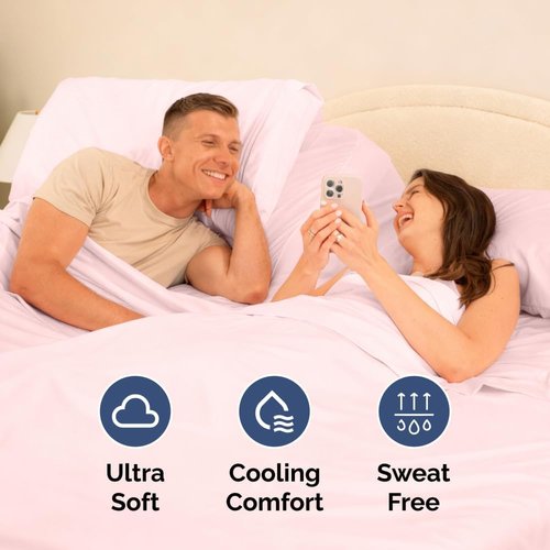 Flex Top Split Head King Sheet Set - Comfy Cooling Bed Sheets | Luxury Oeko-Tex Bedding in Lavender Pink