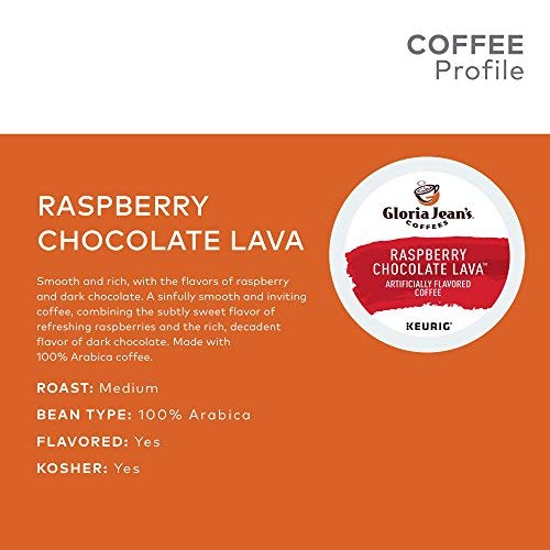 Gloria Jean's Raspberry Chocolate Lava K-Cup Pods - Medium Roast Coffee | 96 Count Pack