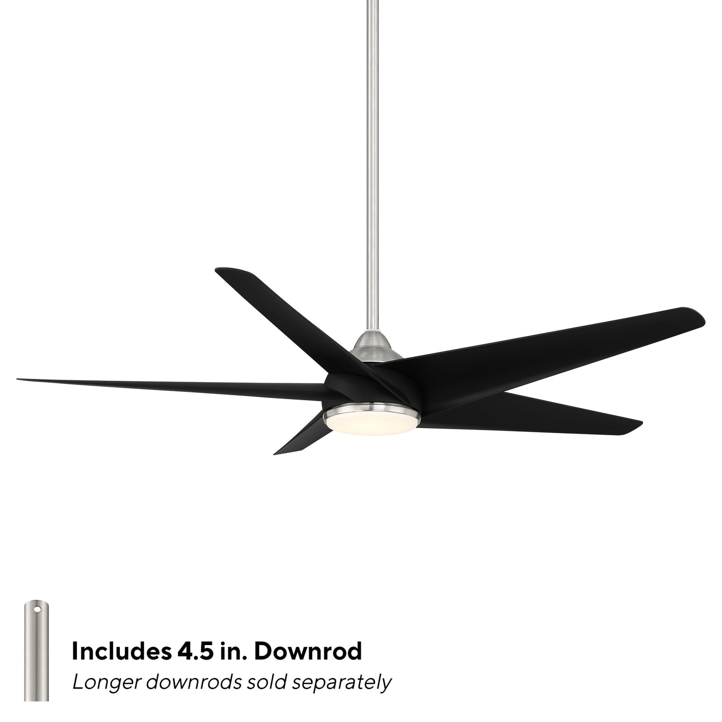 WAC F-071L-BN/MB Viper 60" Outdoor Ceiling Fan with Lights and Remote Control, Brushed Nickel Matte Black