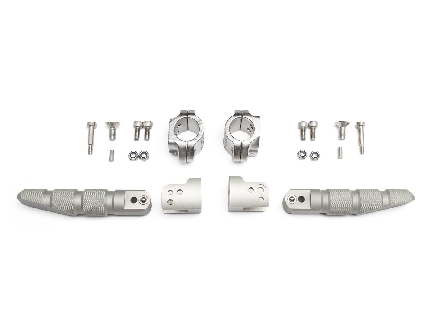 AltRider Universal Highway Pegs for Crash Bars Compatible With 1 Inch (25 mm) Diameter Bars - Heavy Duty, Rust-Resistant Motorcycle Foot Pegs with Non-Slip Clamp – Ideal for Long Rides - Silver