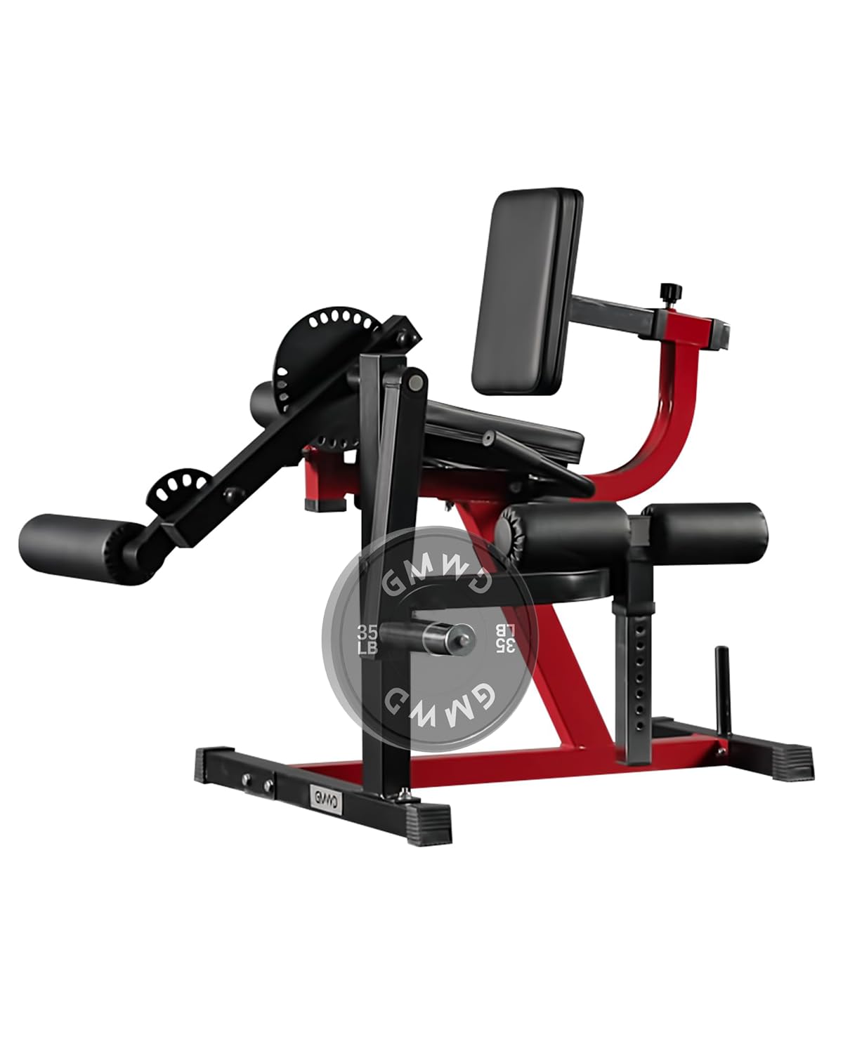 GMWD Leg Extension and Curl Machine, Lower Body Special Leg Machine, Adjustable Leg Exercise Bench with Plate Loaded, Leg Rotary Extension for Thigh, Home Gym Weight Machine, Red