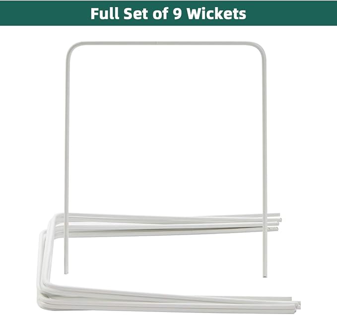ApudArmis Universal Croquet Wickets Standard Size, Set of 9 White Square Arrow Wickets Rplacement for 28In or 32In Croquet Lawn Backyard Outdoor Game (8In Height & 6.3In Width)