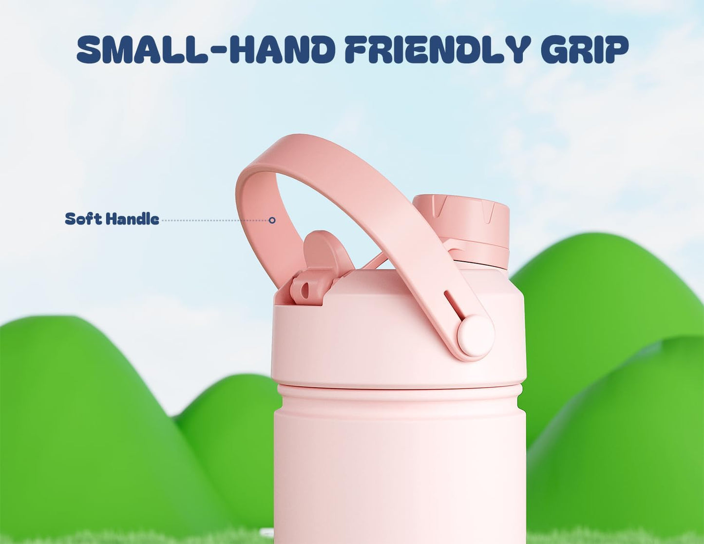 Skiennix 12 oz Kids Insulated Water Bottle - Leakproof, BPA-Free, Keeps Drinks Cold 24H | Cotton Candy